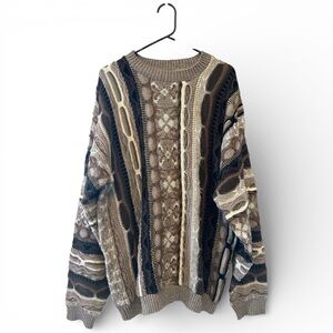Vintage 90’s Protege Brown Coogi-Style Men’s Crewneck Sweater Size Medium